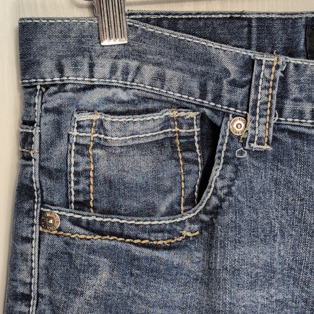 True Luck Men Bootcut Jeans 34x32 Blue Classic Fit Western Denim Pants - Picture 5 of 16